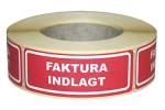 Etiketter selvkl&aelig;bende tryk:Faktura indlagt 24x64,6mm 500stk/rul