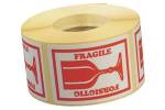 Etiket m/tekst Forsigt/Fragile glas 45x65 mm m/1000 stk