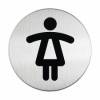 Pictogram m/symbol WC damer metal Ø83 mm