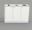 Affaldssortering Cube Quadro 3 rum bred i hvid  55 liter