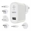 Belkin global væg lader Rejse kit 2.4A, hvid