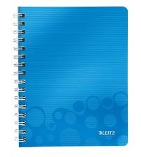 Notesbog Leitz WOW PP A5 lin m/hul 80g 80 blade blå