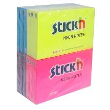 Notes Stick'N Neon gul, blå pink, violet  76x127mm 100bl