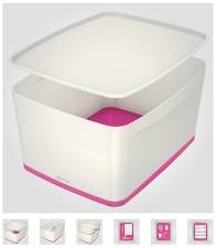 Opbevaringsboks MyBox L hvid/pink Mål: 318x198x385mm