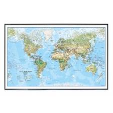 Kort Verden fysisk 100x63cm sort ramme