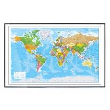 Kort Verden politisk u/flag 100x63cm sort ramme