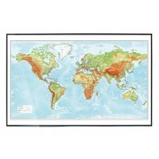 Kort Verden relief 100x63cm sort ramme