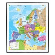 Kort Europa politisk 70x83cm sort ramme