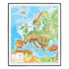 Kort Europa fysisk 70x83cm sort ramme
