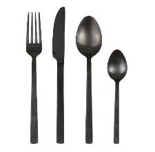 Bestik sæt Villa Collection 16 dele sort titanium 4 skeer, 4 gafler, 4 knive, 4 teskeer