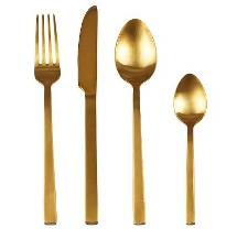 Bestik sæt Villa Collection 16 dele guld titanium 4 skeer, 4 gafler, 4 knive, 4 teskeer