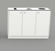 Affaldssortering Cube Quadro 3 rum bred i hvid