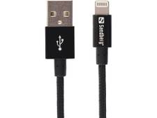 kabel Sandberg USB- Lightning Iphone/Ipad - 1 m sort