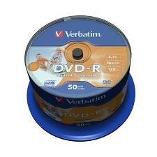 DVD-R Verbatim printbar 4.7GB 50 stk bulk.16x  inkl. afgift
