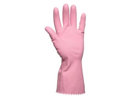 Handsker latex Nova 45 str. S t/rengøring pink