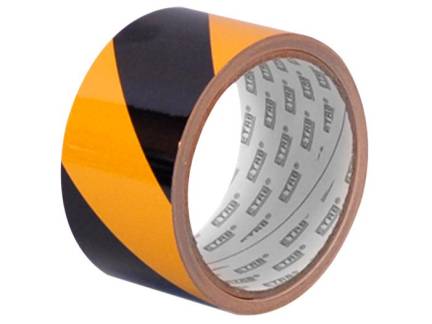 Tape advarsels 50 mm x 66 m 36 mic gul/sort