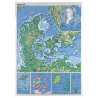 Plakat Danmarks kort lamineret 97 x 137 cm