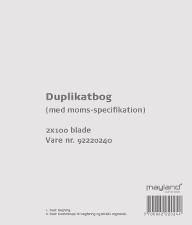 Duplikatbog m/moms 2x100bl 126x148mm 92 2202 40