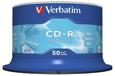 CD-R Verbatim* 80 min pk/50 stk 52x 700 MB inkl. afg.