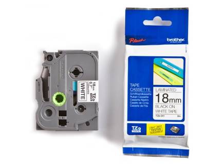 Prægetape TZe241 sort/hvid 18mm x 8m Brother lamineret