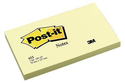 Post-it blok 655 gul 76x127mm 100bl 3M 12blk/pak