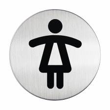 Pictogram m/symbol WC damer metal Ø83 mm