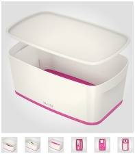 Opbevaringsboks MyBox S hvid/pink Mål: 318x128x191mm