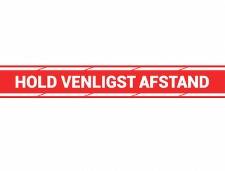 Gulvetiket rød 10x70cm Hold venligst afstand