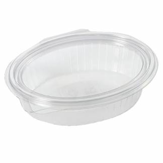 Plastbæger klar oval m/ hængslet låg 250 ml.