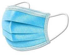 Mundbind med rund øreelastik 4-lags latexfri blå / 50 stk. Type IIR samt CE godkendt