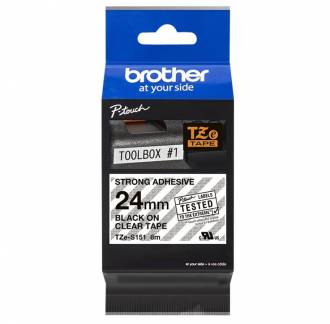 Prægetape Brother TZeS151 24mm x 8 m sort/klar ekstra stærk