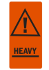 Info- og advarselsetiketter "HEAVY" kraft/PE 250 stk. p&aring; rulle.