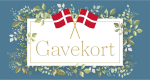 Gavekort m/kuverter bl&aring; med flag/blomst