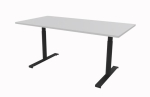 Hævesænkebord 180x80 cm lysgrå decor laminat rektangulær sort stel