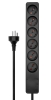 Stikd&aring;se m/6 udtag & jord, MicroConnect, sort 5 meter 