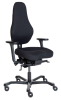 Delta Office 9 kontorstol Sort med vægtjusterbar synkronvip, særskilt sædevip sædedybde Fighter 60999, Bløde hjul