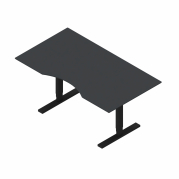 Dencon hævesænkebord 160x90 cm antracit HPL mavebue sort stel
