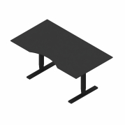 Dencon hævesænkebord 160x90 cm sort linoleum MDF mavebue sort stel