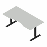 Dencon hævesænkebord 180x90 cm lysgrå HPL mavebue sort stel