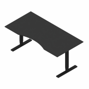Dencon hævesænkebord 180x90 cm sort linoleum MDF mavebue sort stel