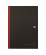 OXFORD  BLACK N´RED A4, INDBUNDEN, 192 SIDER, LINIERET