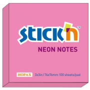 Blok notes Stick'N 76x76 mm rosa 100 blade selvklæb.