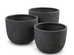 Kaktuspotter Ø80/Ø90/Ø100 cm, antracit fibercement (sæt med 3)