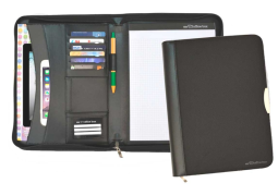 Dokumentmappe A4 m/blok samt lynlås. 