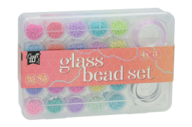 Glasperle sæt med opbevaringsboks 25 farver & tråd
