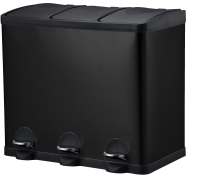 Pacific affaldssystem sort 3 x 20 liter med pedal samt inderspande i plast