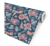 Gavepapir 38cm x 165m paisley  blå