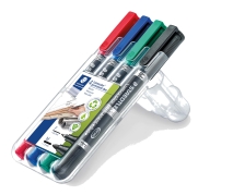 Marker&nbsp;Lumocolor&nbsp;Duo&nbsp;permanent F/M&nbsp;assorteret&nbsp;4stk/s&aelig;t&nbsp;348 
