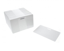 Blanke hvide plastkort 760 mic Ovalt hul på lang side