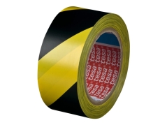 Gulvmarkeringsb&aring;nd Tesa tape advarsels 50mm x 33m gul/sort bl&oslash;d PVC st&aelig;rk 60760-00087-15